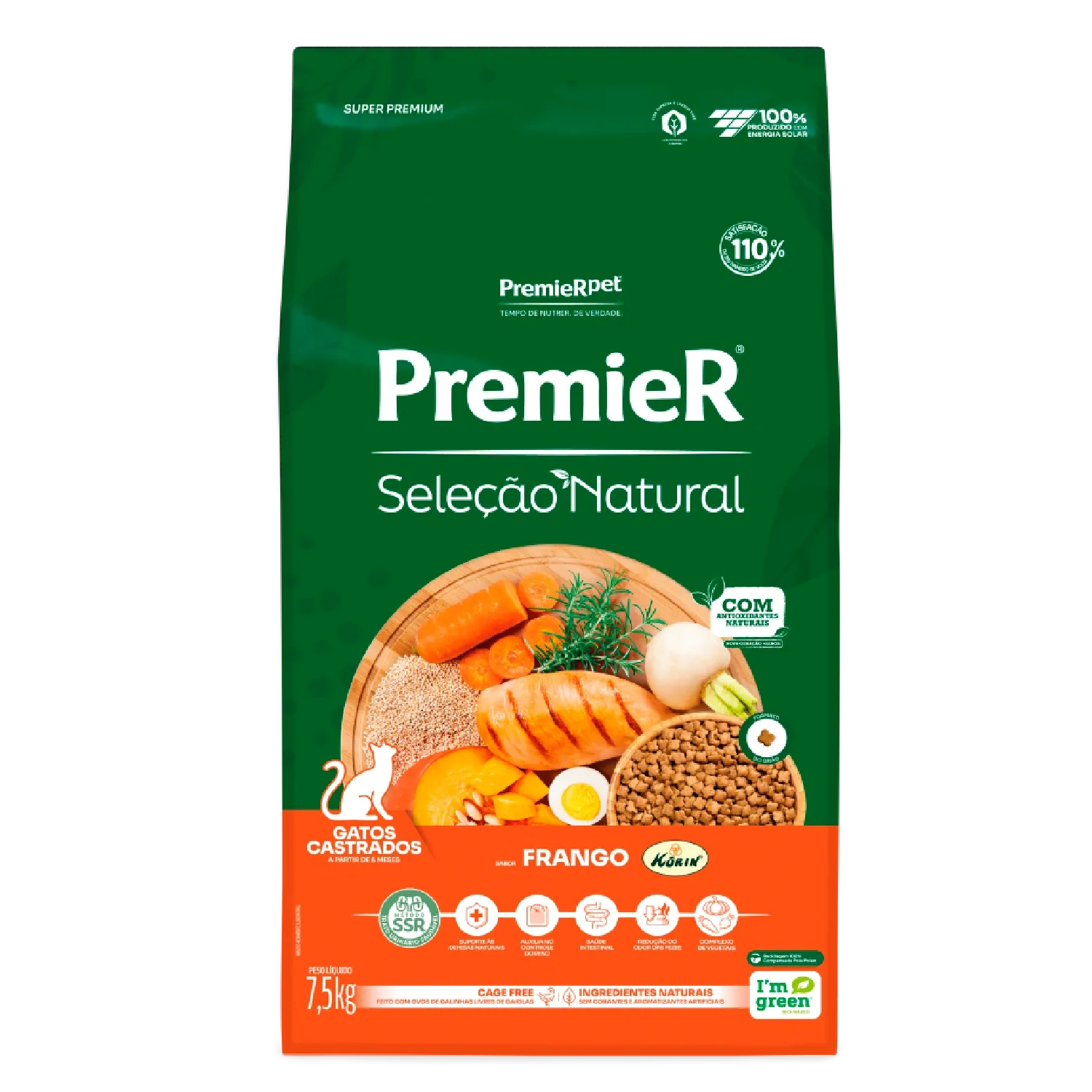 Ração Premier Seleção Natural Gatos Castrados Frango Korin